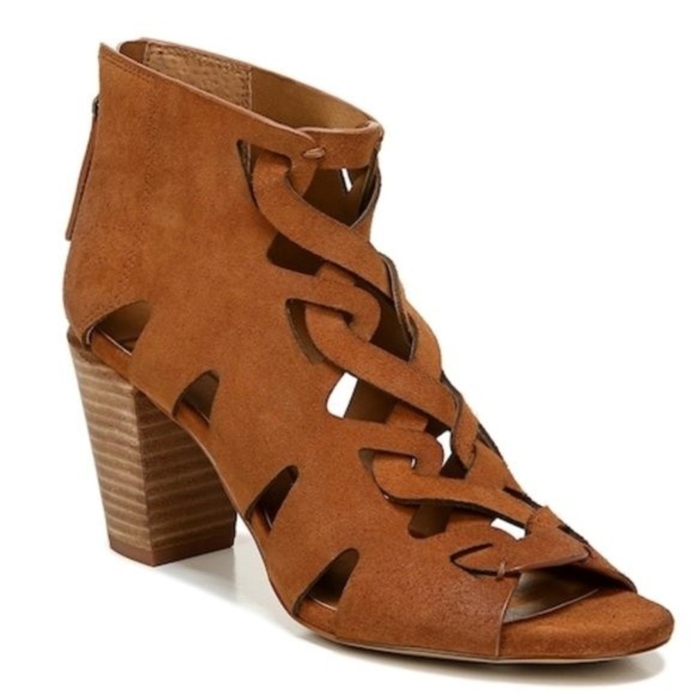 Zodiac Womens Size 6 Brown Suede Leather Block Heels Open Toe Sandals Shoes